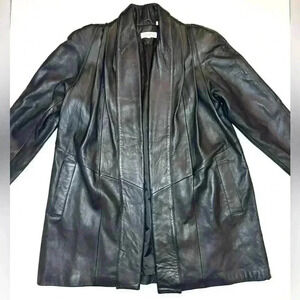 SSATORI Womens Open Front  Vintage Leather Jacket Size Large
